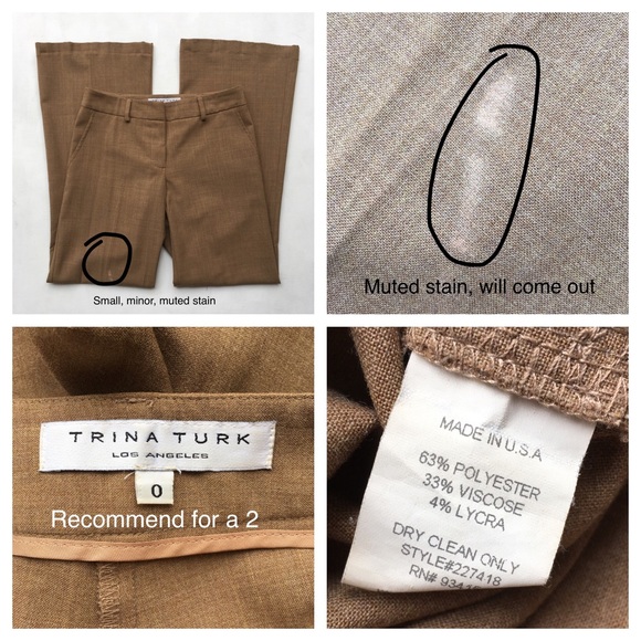 TRINA TURK Camel Tan Trouser Pants, 0-2 - Picture 5 of 5